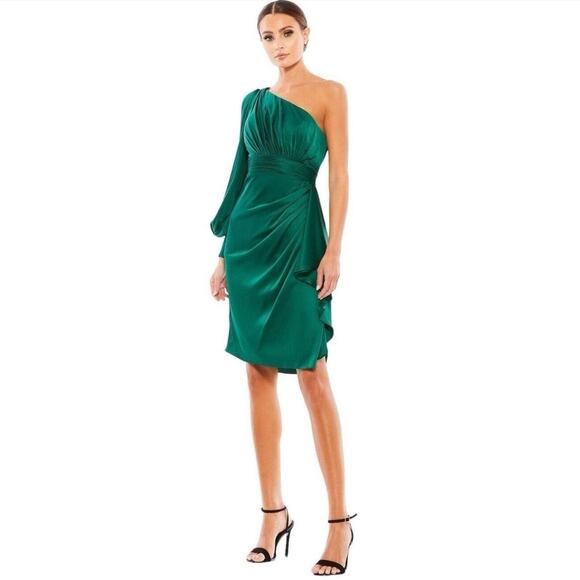 Mac Duggal Ieena Formal Cocktail Dress Women's 4 Green Wedding Party Night Out